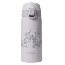 TIGER 虎牌 Super Clean Plus 圖騰藝術保溫保冷隨行杯 MCT-A351, 350ml, 淺灰色(MCT-A351WT), 1個