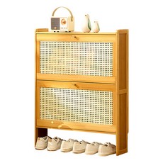 제이라이프 트로이 라탄 신발 정리대 2단, 내추럴, 1개