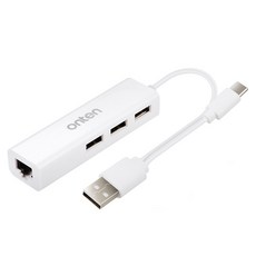 onten 歐騰 USB 3.1 Type C 集線器 + 乙太網路轉換器 RJ45 10100Mbps 2合1 USB 2.0 3埠 3port FW774, 1個