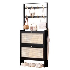 제이라이프 프론도어 신발 정리대 2단, 블랙, 1개