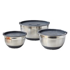 Modern House 附蓋矽膠底攪拌碗3件組, 灰色, 18cm + 21cm + 26cm, 1套