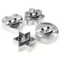 Bestom 不鏽鋼微笑立體餅乾模具 愛心 + 星星 + 圓形 + 花朵套組, 1套, 單一顏色