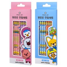 뽀로로 연필 B 2종 세트, 블루 + 핑크, 16개
