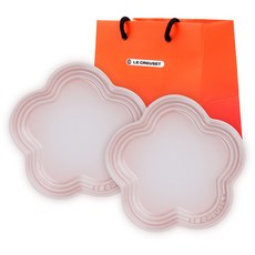 LE CREUSET 花朵盤 14cm + 購物袋, 花朵盤 2入, 貝殼粉, 2個
