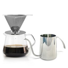 잇츠빈 이지핸들 스텐 커피 홈카페 핸드드립 3종 세트, 1세트, 드리퍼 + 드립포트 + 커피서버 350ml