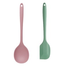 이지실리 실리콘 멀티 요리왕 스푼 + 스파츌라 대 세트, 핑크(스푼), 민트(스파츌라), 1개