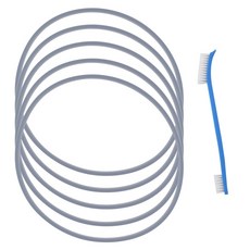 kitchen U 矽膠餐盤蓋橡膠密封條 5入 + 清潔刷組, 1套, 灰色(橡膠密封條)