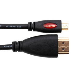 컴스 HDMI v1.3 지원 24K 금도금 HDMI Micro HDMI 케이블 Black C4142, 상세페이지 참조, 1개