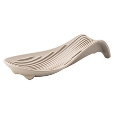 보스툴 굴곡진 실리콘 와이드 스푼 모양 국자 받침, 라이트브라운, 1개