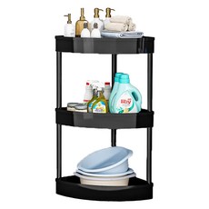 Mondspot 浴室 洗衣間角落 3層收納架 YY57630, 黑色, 1個