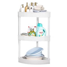 Mondspot 浴室 洗衣間角落 3層收納架 YY57630, 白色, 1個