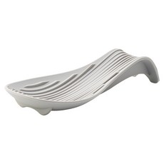 보스툴 굴곡진 실리콘 와이드 스푼 모양 국자 받침, 라이트그레이, 1개