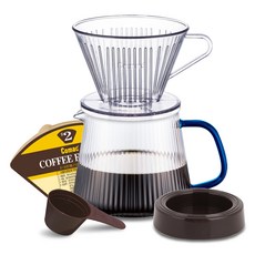 코맥 에코젠 블루에디션 커피드립세트 DE2bu, 1세트, 유리서버 650ml + 드리퍼 + 드리퍼받침대 + 커피여과지 (100매) + 계량스푼