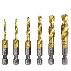 StanMan 六角柄鍍鈦HSS攻牙鑽頭6件組, 1套