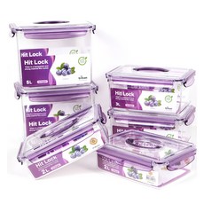 히트락 올트라이탄 핸들형 대형 직사각 밀폐용기 2L x 2p + 3L x 2p + 5L x 2p 세트, 1세트, 밀폐용기 2L(2p) + 3L(2p) + 5L(2p)