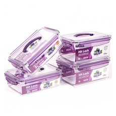 히트락 올트라이탄 핸들형 대형 직사각 밀폐용기 세트, 1세트, 2000ml(2P) + 3000ml(2P)