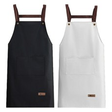 코히모 방수 심플 작업용 앞치마 2종 세트 4W516, 블랙, 화이트