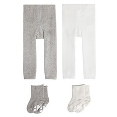 HI BABY KIDS 嬰幼兒無腳褲襪2件+捲邊襪2雙組