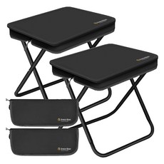 브리즈문 고탄소강 초경량 접이식 파우치형 휴대용 캠핑 의자 대형, 모던 블랙, 2개