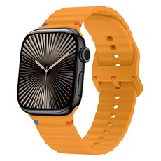 하마테 스티치포인트 실리콘 스마트워치 스트랩 42 / 44 / 45 / 46 / 49mm, 옐로우, 1개