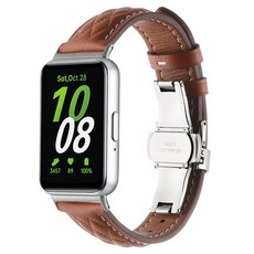 하마테 퀼팅 스티치 나비 버클 가죽 스트랩 18mm, 브라운, 1개