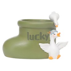 The Flow Commerce 可愛設計多肉植物室內裝飾迷你花盆 幸運鴨, 1個, 混合色