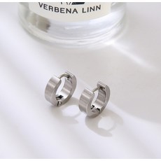 젤루나 써지컬 플랫 볼드 각진 원터치 링 귀걸이 P-558