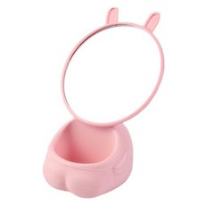 뷰레이터닷컴 미니 화장대 토끼 탁상거울, 핑크