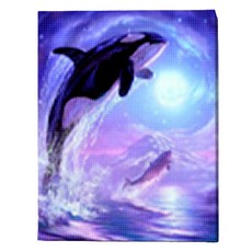 루아즈 보석십자수 DIY 키트 세트 패브릭형, 03 돌고래, 1세트