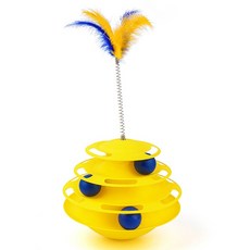 파스텔펫 반려동물 회전 깃털 트랙볼 FREE, 옐로우, 1개