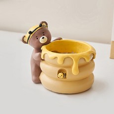 Homeflow 可愛寵物居家裝飾園藝小熊花盆, 1個, 混合色