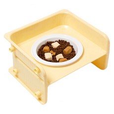 랜보어 반려동물 흘림방지 받침대 식기, 옐로우, 1개
