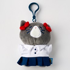 BUTTERSHOP 牛奶貓學校 中型蝴蝶結貓鑰匙圈, 灰色, 1個, 11cm