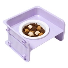 Lanboer 寵物彩色防溢托盤 + 餐具組 24.3 x 21.5 x 13.5 cm, 紫色, 1個