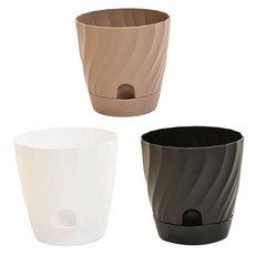 더플로우커머스 파스텔 색감 물결무늬 받침일체형 플라스틱 화분 3종 세트, 믹스컬러B, 1세트