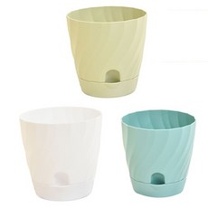 The Flow Commerce 粉彩波浪紋底座一體式塑膠花盆3件組, 1套, 混色A