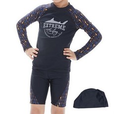 CITY COMPANY 男性防曬衣上衣 + 下著 + 泳帽套組