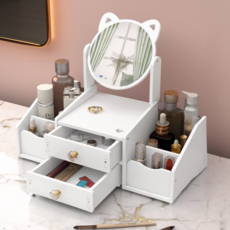 BtoWin 家居裝飾迷你化妝台貓咪鏡子 大號, 混合色