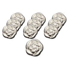 KUMIHANDS 復古玫瑰鈕扣 15mm, 銀色, 10個