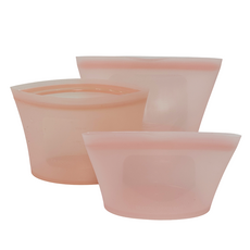 맘편안 실리콘 지퍼백 3종 세트, 로즈핑크, 1세트