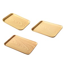 木紋塑膠托盤3件組, 1套, 米色
