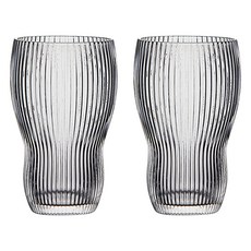 프렌치마르스 볼드 스트라이프 홈카페 아이스 유리컵 B타입 295ml, 투명, 2개