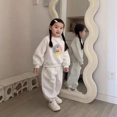 JOYMULTI 童款蛋糕印花長袖大學T+束口褲套裝