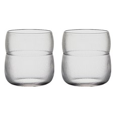 프렌치마르스 볼드 스트라이프 홈카페 아이스 유리컵 C타입 390ml, 투명, 2개