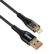 오니스 A타입-8핀 USB 2 PD 3A LED 고속충전 케이블 IH715, 블랙, 1개, 1m