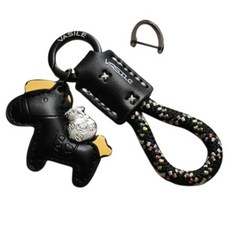 Ez2mk 高級皮革吊飾鑰匙圈 MS-440, 點綴黑, 1個