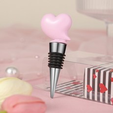 微笑白色情人節可愛紅酒瓶塞 style1, 愛心粉紅色, 1個