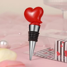 微笑白色情人節可愛紅酒瓶塞 style1, 愛心紅色, 1個