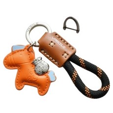 Ez2mk 優質皮革吊飾鑰匙圈 MS-440, 火焰橘, 1個