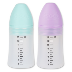 지엠팜 쏘옥 실리콘 투약병 2종 세트 15ml 민트 퍼플, 1세트